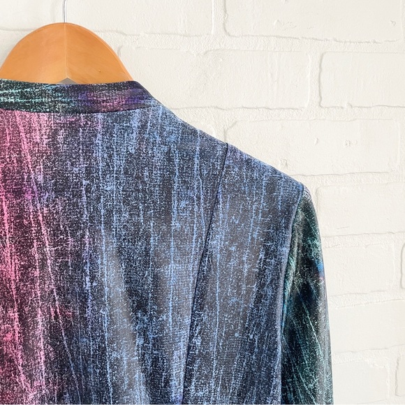 Joseph Ribkoff Cyber Ruched Jacket Liquid Metal Effect Sz L - Picture 12 of 13